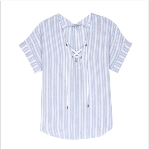 Rails Jeri Holland Striped Lace Up Pullover Short Sleeve Top - Picture 2 of 16